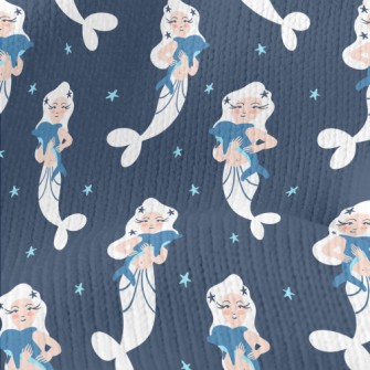 White Mermaid Hugging Dolphin Stretch Jersey