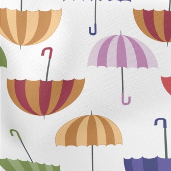 Autumn Colored Umbrellas Lightweight Cotton Poplin