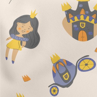 Cute Princess And Castle Lightweight Cotton Poplin