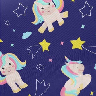 Cute Rainbow Unicorn Midweight Cotton Poplin