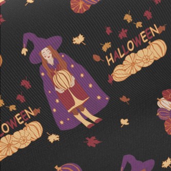 Halloween Witch Holding Pumpki Midweight Cotton Poplin