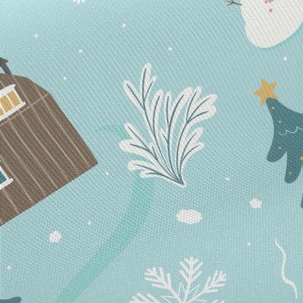 Winter Snowman With Snowflakes Midweight Cotton Poplin