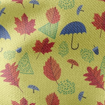 Maple Leaves And Umbrella Waterproof Canvas