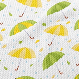 Umbrella Raindrops Fallen Leav Birdseye Piqué