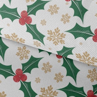 Christmas Leaves Berries Waterproof Oxford