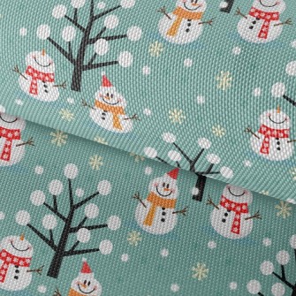 Snowman Friends Playing Waterproof Oxford