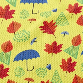 Maple Leaves And Umbrella Birdseye Piqué