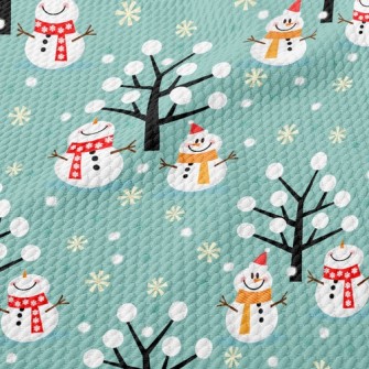 Snowman Friends Playing Birdseye Piqué
