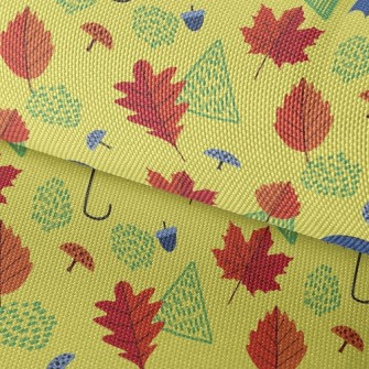 Maple Leaves And Umbrella Waterproof Oxford