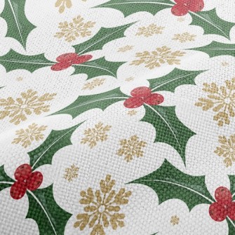 Christmas Leaves Berries Performance Linen
