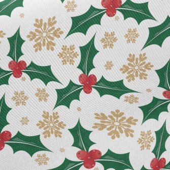 Christmas Leaves Berries Twill