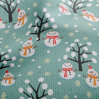 Snowman Friends Playing Athletic Mesh Flat Back