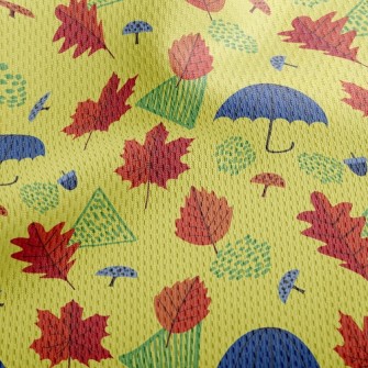 Maple Leaves And Umbrella Athletic Mesh Flat Back