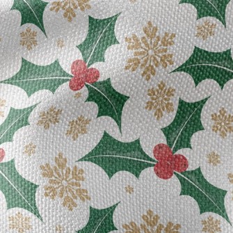 Christmas Leaves Berries Waterproof Canvas
