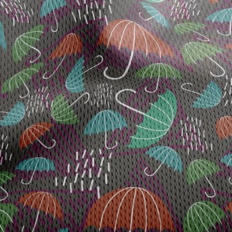 Tropical Rainforest Umbrella Athletic Mesh Flat Back