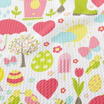 Cute Cartoon Garden Birdseye Piqué