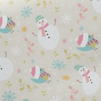 Christmas Bird And Snowman Twill
