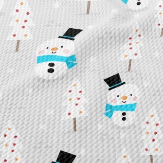 Cute Gentleman Snowman Birdseye Piqué