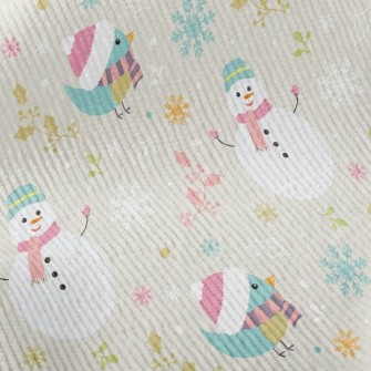 Christmas Bird And Snowman Standard Corduroy