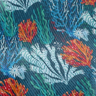 Bright Coral Seaweed Standard Corduroy