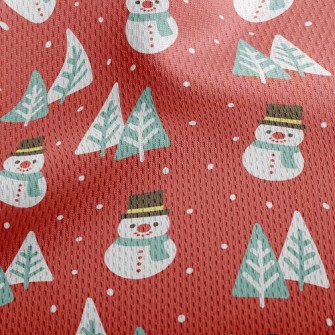 Serious Snowman Christmas Tree Athletic Mesh Flat Back