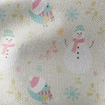 Christmas Bird And Snowman Waterproof Canvas