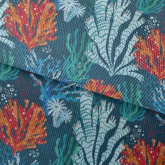 Bright Coral Seaweed Waterproof Oxford