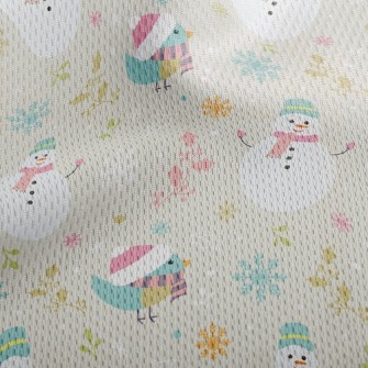 Christmas Bird And Snowman Athletic Mesh Flat Back
