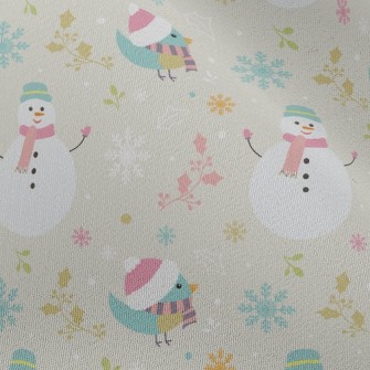 Christmas Bird And Snowman Chiffon