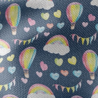 Watercolor Heart And Hot Air B Waterproof Canvas