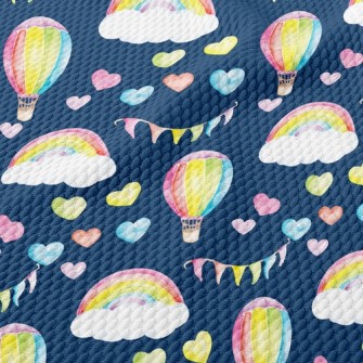 Watercolor Heart And Hot Air B Birdseye Piqué