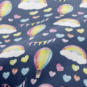 Watercolor Heart And Hot Air B Performance Linen