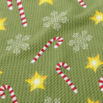 Snowflakes And Candy Canes Birdseye Piqué