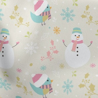 Christmas Bird And Snowman Stretch Ponte