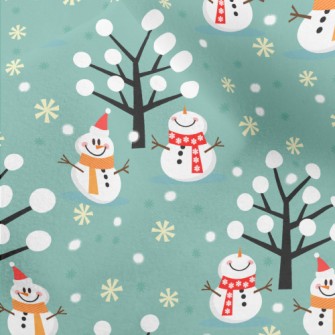 Snowman Friends Playing Micro Fleece