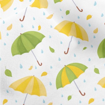 Umbrella Raindrops Fallen Leav Micro Fleece