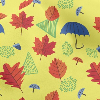 Maple Leaves And Umbrella Micro Fleece