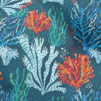 Bright Coral Seaweed Micro Fleece
