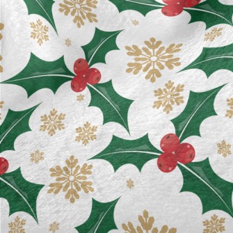 Christmas Leaves Berries Minky