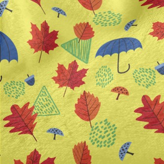 Maple Leaves And Umbrella Minky