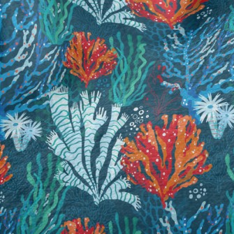 Bright Coral Seaweed Minky