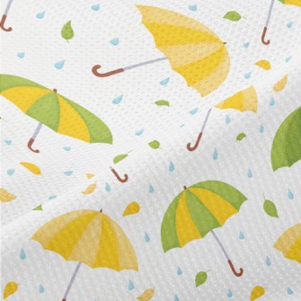 Umbrella Raindrops Fallen Leav Piqué