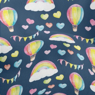 Watercolor Heart And Hot Air B Lightweight Performance Linen