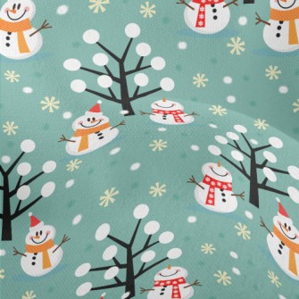Snowman Friends Playing Lightweight Performance Linen