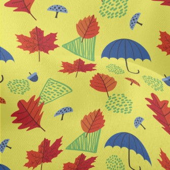 Maple Leaves And Umbrella Lightweight Performance Linen