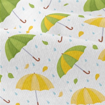 Umbrella Raindrops Fallen Leav Modern Jersey