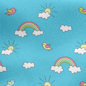 Sun Rainbow Bird Jersey Backed Fleece