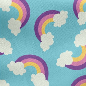 Pink Double Rainbow Jersey Backed Fleece