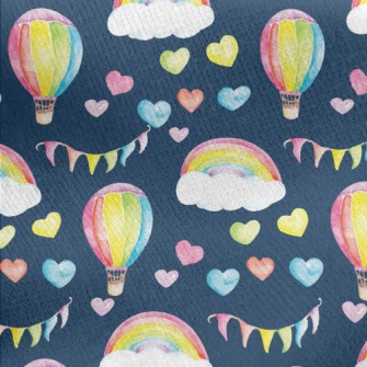 Watercolor Heart And Hot Air B Jersey Backed Fleece