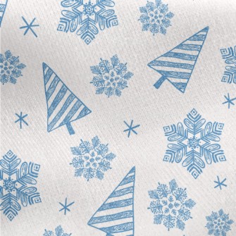 Christmas Tree Snowing Jersey Backed Fleece